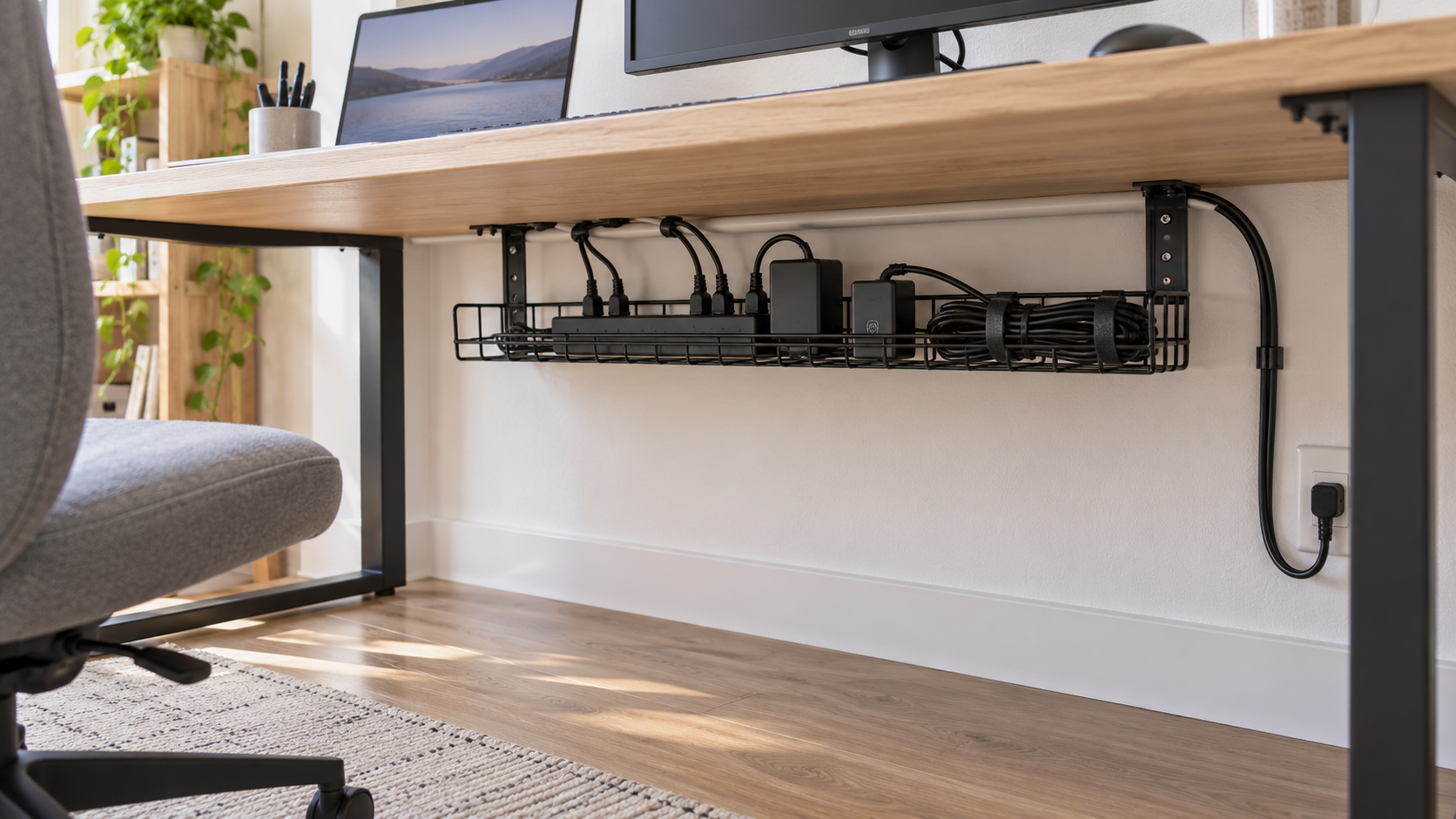 Under Desk Cable Management Tray for Small Home Offices