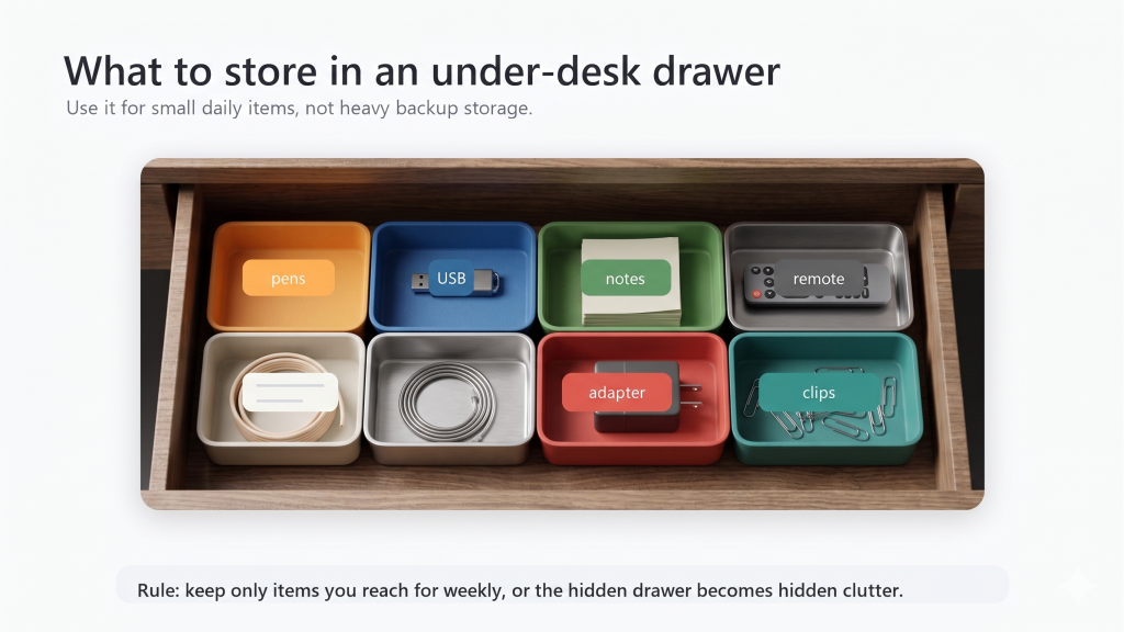 What to store in an under desk drawer organizer